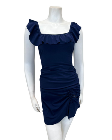 Profile by Gottex ETTR1B31 + 1P92 Navy Tutti Frutti Square Neck Ruffle Tankini Set myselflingerie.com